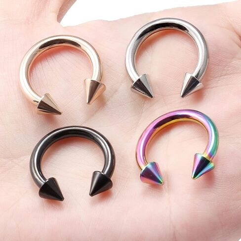 Ftovosyo PA Ring Internally Threaded Circular Horseshoe Barbells Spike Large Septum Ring Ear Gauges Earrings 2G 4G 6G 8G 12mm/16mm 316L Surgical Steel Body Piercing Jewelry for Women Men in Saudi Arabia