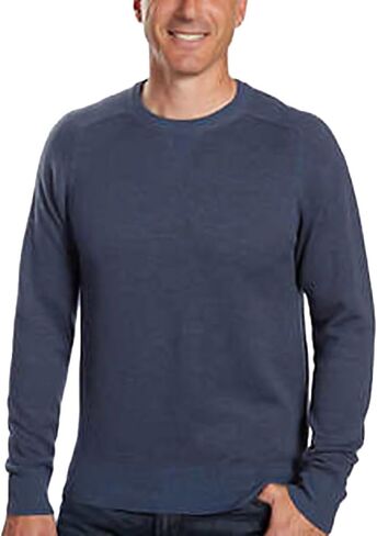 Kirkland Signature Mens Extra Fine Merino Wool and Pima Cotton Sweater (Blue, Large) in Saudi Arabia