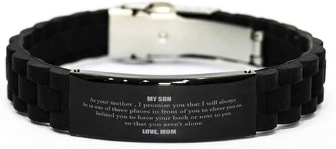 to My Son Always Remember Love Mom Black Bracelet Wristband Jewelry Birthday Graduation Anniversary Inspirational for Men in Saudi Arabia