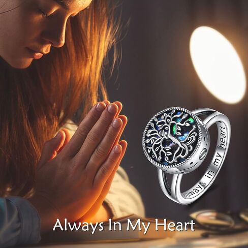 ONEFINITY Urn Ring for Ashes 925 Sterling Silver Tree of Life Cremation Urn Ring Family Tree Memorial Keepsake Cremation Jewelry for Women in Saudi Arabia
