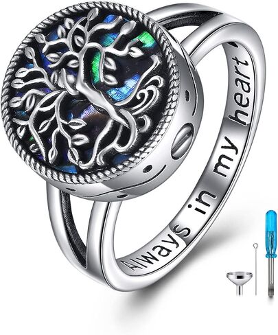 ONEFINITY Urn Ring for Ashes 925 Sterling Silver Tree of Life Cremation Urn Ring Family Tree Memorial Keepsake Cremation Jewelry for Women in Saudi Arabia