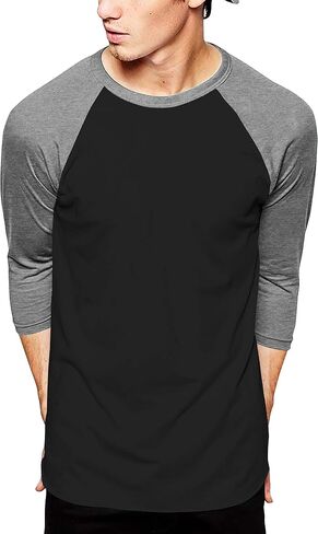 Hat and Beyond Mens Baseball Raglan 3/4 Sleeves T Shirts Casual Cotton Jersey S-3XL in Kuwait