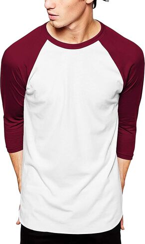 Hat and Beyond Mens Baseball Raglan 3/4 Sleeves T Shirts Casual Cotton Jersey S-3XL in Saudi Arabia