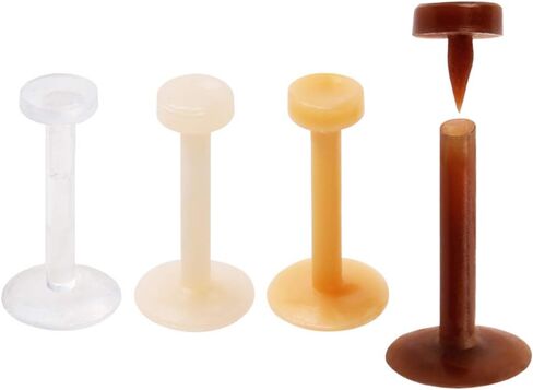 Set of 10 16GA Flesh Tone Flexible Bioflex Removable Push Top Lip Ear Nose Labret Monroe Piercing Retainers, Metal & Allergy Free in Saudi Arabia
