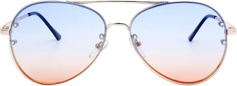 The Fresh Oversize Rimless Ocean Color Lens Aviator Sunglasses Gift Box in Kuwait