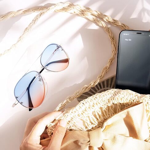 The Fresh Oversize Rimless Ocean Color Lens Aviator Sunglasses Gift Box in Kuwait