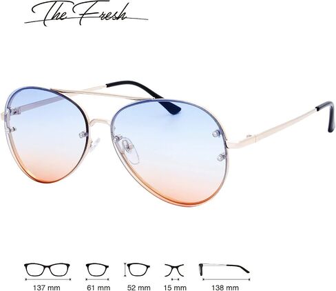 The Fresh Oversize Rimless Ocean Color Lens Aviator Sunglasses Gift Box in Kuwait