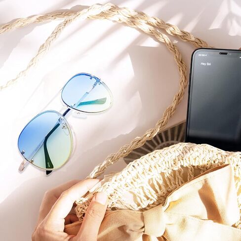 The Fresh Oversize Rimless Ocean Color Lens Aviator Sunglasses Gift Box in Kuwait