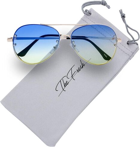 The Fresh Oversize Rimless Ocean Color Lens Aviator Sunglasses Gift Box in Kuwait