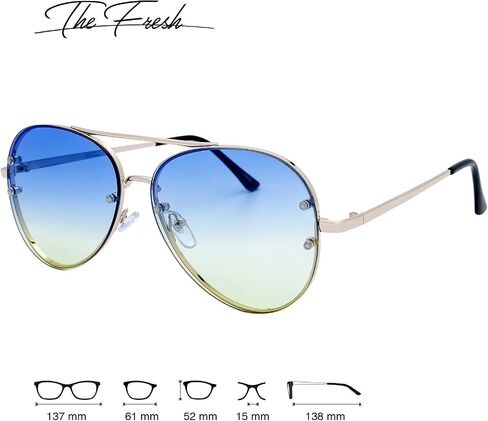 The Fresh Oversize Rimless Ocean Color Lens Aviator Sunglasses Gift Box in Kuwait