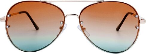 The Fresh Oversize Rimless Ocean Color Lens Aviator Sunglasses Gift Box in Kuwait