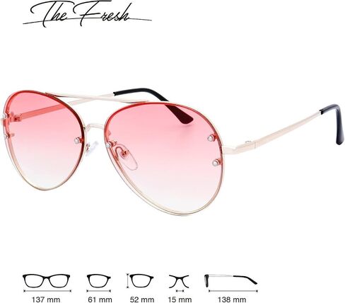 The Fresh Oversize Rimless Ocean Color Lens Aviator Sunglasses Gift Box in Saudi Arabia