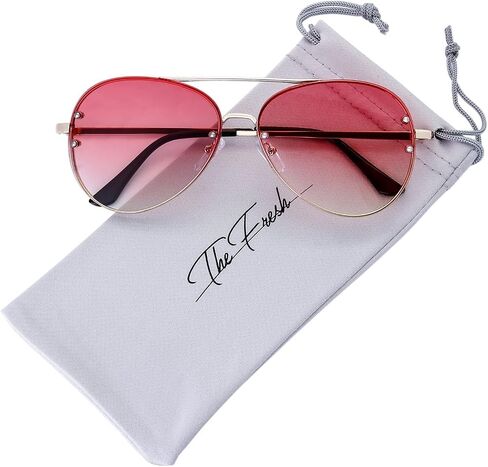 The Fresh Oversize Rimless Ocean Color Lens Aviator Sunglasses Gift Box in Saudi Arabia