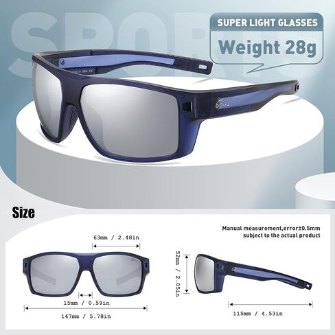 Bevi Polarized Square Sunglasses TR90 Lightweight Frame With UV 400 Protection Glasses for Women Men in Kuwait