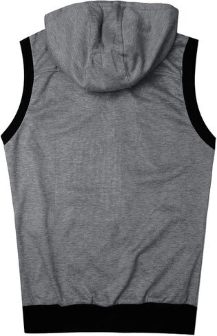 Men's Sleeveless Slim Fit Hoodie Vest Zipper Drawstring Gilet Jacket With Pocket S-3XL in Saudi Arabia