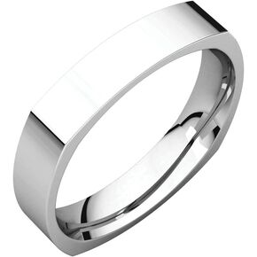 10K 14K or 18K Rose White or Yellow Gold 925 Sterling Silver Palladium or Platinum 4mm Square Comfort Fit Classic Wedding Band in Saudi Arabia
