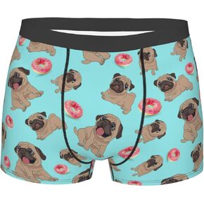 Men's Boxer Briefs Donuts Pug Underwear Trunks Soft Breathable Stretch Wide Waistband Underwear with Bulge Pouch for Men Boys in Saudi Arabia