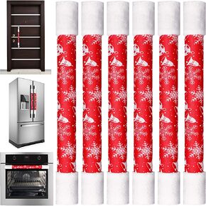 6 Pieces Christmas Refrigerator Door Handle Covers Kitchen Appliance Handle Covers Santa Belts Handle Decorations for Christmas Fridge Microwave Oven Dishwasher Handle Protector(Buckle Style) in Saudi Arabia