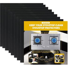 AssaiLuck Stove Burner Covers, Gas Stove Protectors, Black 0.3mm Double Thickness, Reusable, Non-Stick, Kitchen Guardian Gas Stove Top Protector, Size 10.6"x10.6" (8pcs) in Saudi Arabia