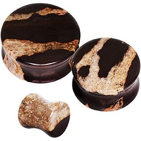 Covet Jewelry Natural African Zebra Stone Saddle Plug in Kuwait