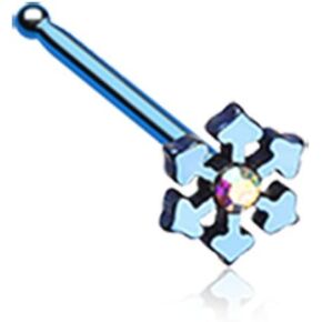 Freedom Fashion Snowflake Sparkle 316L Surgical Steel Nose Stud Ring in Kuwait