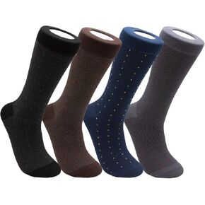 minimars Men’s Patterned Dress Crew Socks, Durable Comfortable Material (3-4 Pack, Size 6-10)
