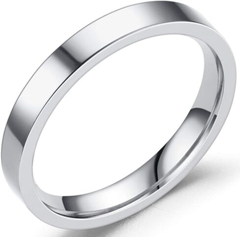 خاتم زواج كلاسيكي من الفولاذ المقاوم للصدأ قابل للتكديس مقاس 3 مم من Jude Jewellers مصقول للغاية in Kuwait