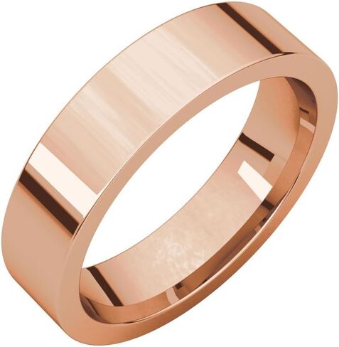 10K 14K or 18K Rose White or Yellow Gold 925 Sterling Silver Palladium or Platinum 5mm Flat Comfort Fit Classic Wedding Band in Saudi Arabia