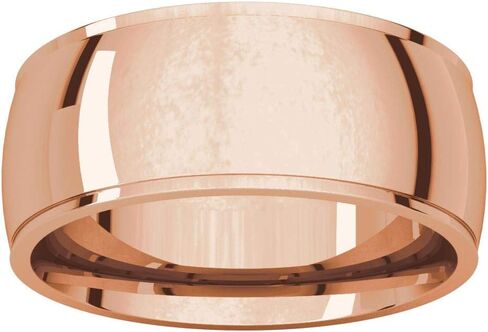 10K 14K or 18K Rose White or Yellow Gold 925 Sterling Silver or Palladium Platinum 10mm Comfort Fit Classic Edge Wedding Band in Saudi Arabia