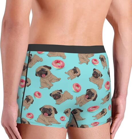 Men's Boxer Briefs Donuts Pug Underwear Trunks Soft Breathable Stretch Wide Waistband Underwear with Bulge Pouch for Men Boys in Saudi Arabia