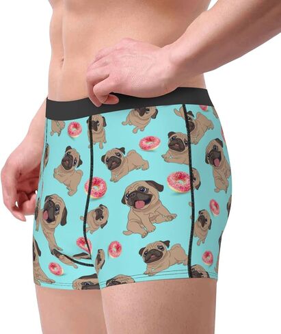 Men's Boxer Briefs Donuts Pug Underwear Trunks Soft Breathable Stretch Wide Waistband Underwear with Bulge Pouch for Men Boys in Saudi Arabia