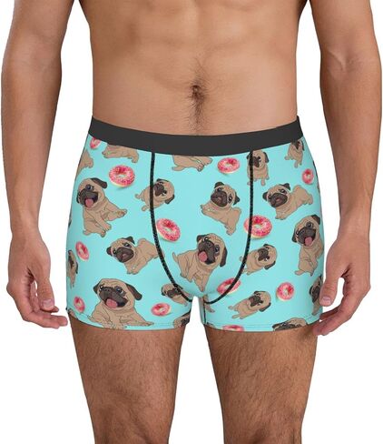 Men's Boxer Briefs Donuts Pug Underwear Trunks Soft Breathable Stretch Wide Waistband Underwear with Bulge Pouch for Men Boys in Saudi Arabia