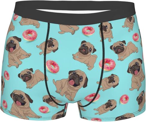 Men's Boxer Briefs Donuts Pug Underwear Trunks Soft Breathable Stretch Wide Waistband Underwear with Bulge Pouch for Men Boys in Saudi Arabia