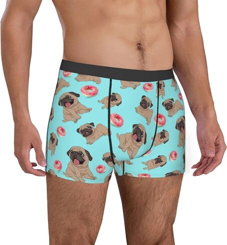 Men's Boxer Briefs Donuts Pug Underwear Trunks Soft Breathable Stretch Wide Waistband Underwear with Bulge Pouch for Men Boys in Saudi Arabia