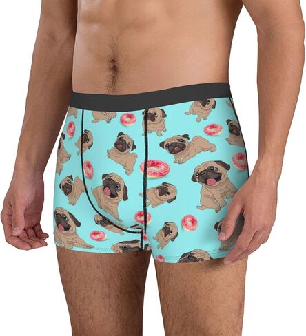 Men's Boxer Briefs Donuts Pug Underwear Trunks Soft Breathable Stretch Wide Waistband Underwear with Bulge Pouch for Men Boys in Saudi Arabia