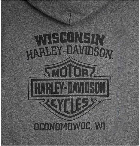 Harley-Davidson Men's Sentinel Zip-Up Fleece Hooded Sweatshirt - Charcoal in Saudi Arabia