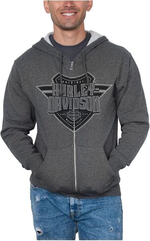 Harley-Davidson Men's Sentinel Zip-Up Fleece Hooded Sweatshirt - Charcoal in Saudi Arabia