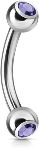 Press Fit Gem Ball On Both Side 316L Surgical Steel Curved Barbell in Kuwait