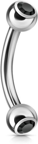 Press Fit Gem Ball On Both Side 316L Surgical Steel Curved Barbell in Kuwait