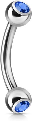 Press Fit Gem Ball On Both Side 316L Surgical Steel Curved Barbell in Kuwait
