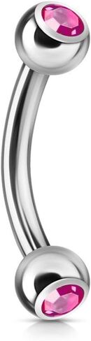 Press Fit Gem Ball On Both Side 316L Surgical Steel Curved Barbell in Kuwait