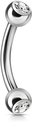 Press Fit Gem Ball On Both Side 316L Surgical Steel Curved Barbell in Kuwait