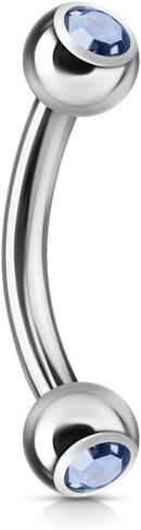 Press Fit Gem Ball On Both Side 316L Surgical Steel Curved Barbell in Kuwait