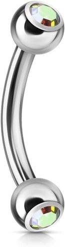 Press Fit Gem Ball On Both Side 316L Surgical Steel Curved Barbell in Kuwait