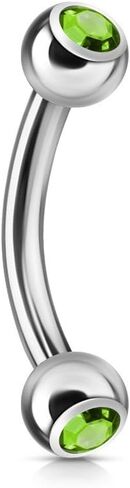 Press Fit Gem Ball On Both Side 316L Surgical Steel Curved Barbell in Kuwait