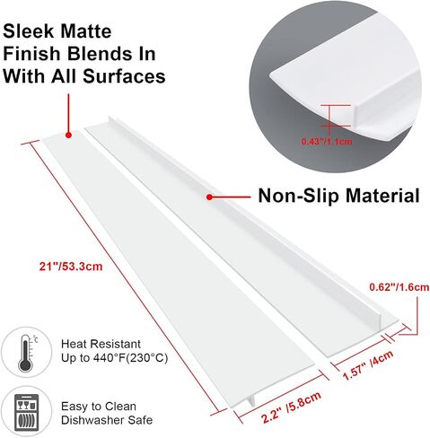 Silicone Stove Counter Gap Cover (2 Pack),Easy Clean Heat Resistant Wide & Long Kitchen Stove Gap Filler,Seals Spills Between Counters, Oven, Stovetops, Washing Machines, Washer, Dryer(21in, Black) in Kuwait