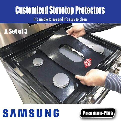 Stove Protector Liners Compatible with Samsung Stoves, Samsung Gas Ranges - Customized - Easy Cleaning Liners for Samsung Compatible Model NX58K7850SS/AA-00 in Saudi Arabia