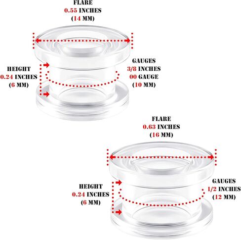 2 Pairs Clear Acrylic Flesh Tunnels Screw Piercing Jewelry Stretcher Ear Plugs Earring Gauges Lobe in Saudi Arabia