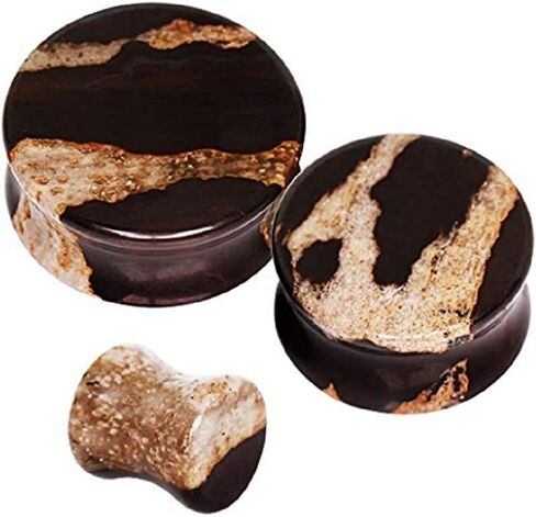 Covet Jewelry Natural African Zebra Stone Saddle Plug in Kuwait