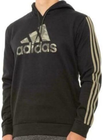 Adidas Men's BOS Fleece Camo Logo Hoodie Black Size Medium in Saudi Arabia